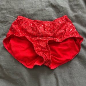 Red Sequined Rave booty shorts